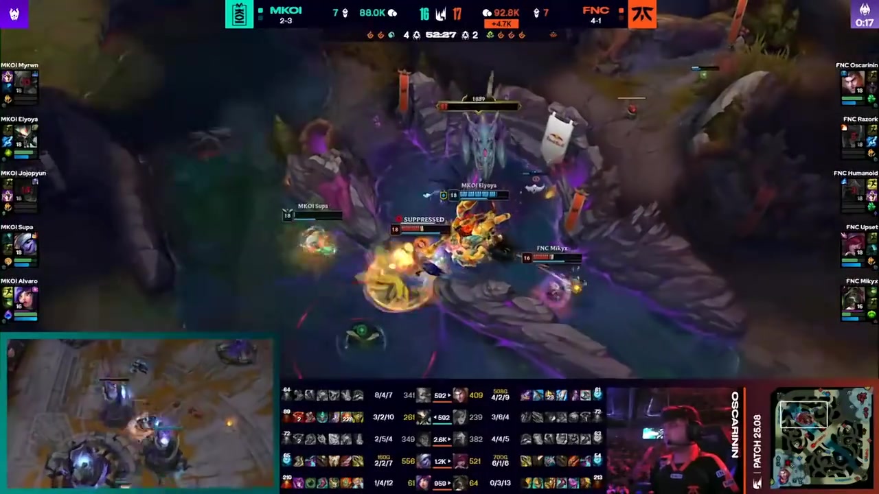 马德里奇迹！LEC春季赛MKOI基地50血极限翻盘逆转FNC取胜